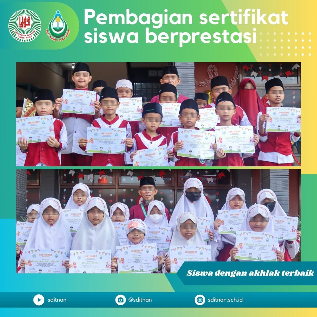 Pembagian Sertifikat Penghargaan Siswa Berprestasi SDIT NUUR ALAA NUUR BULAN Agustus 2024