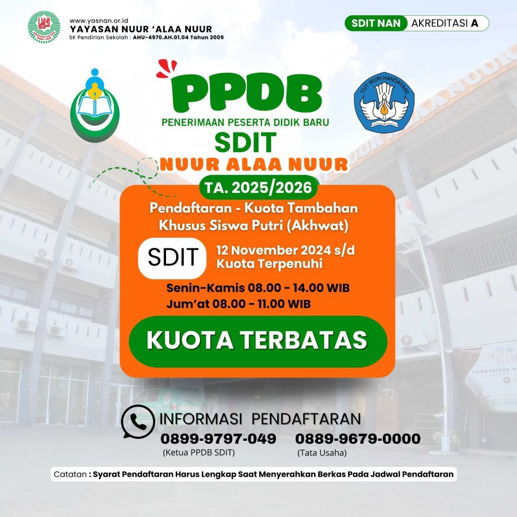 INFORMASI PPDB SDIT NAN 2025-2026